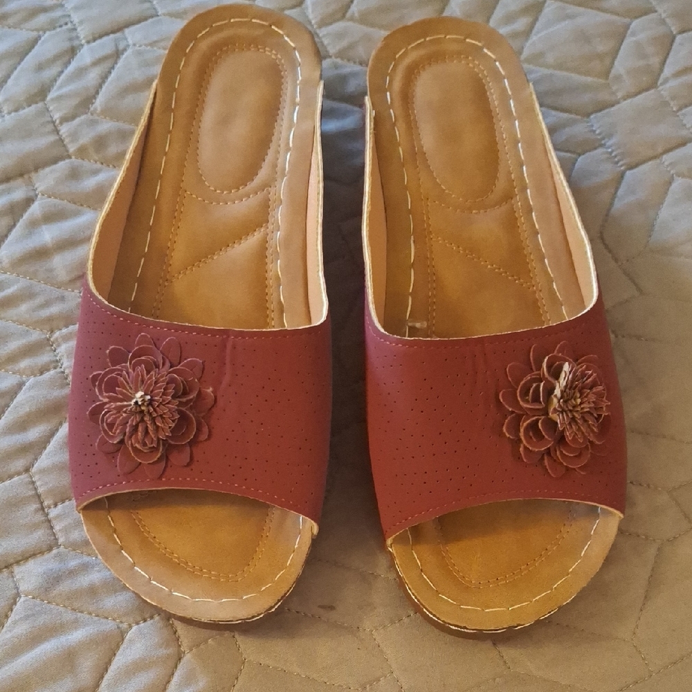Elegant Red Women's Slide Sandals